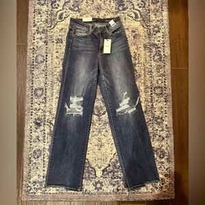 Judy Blue High Rise 90's Straight Jeans in Dark Wash